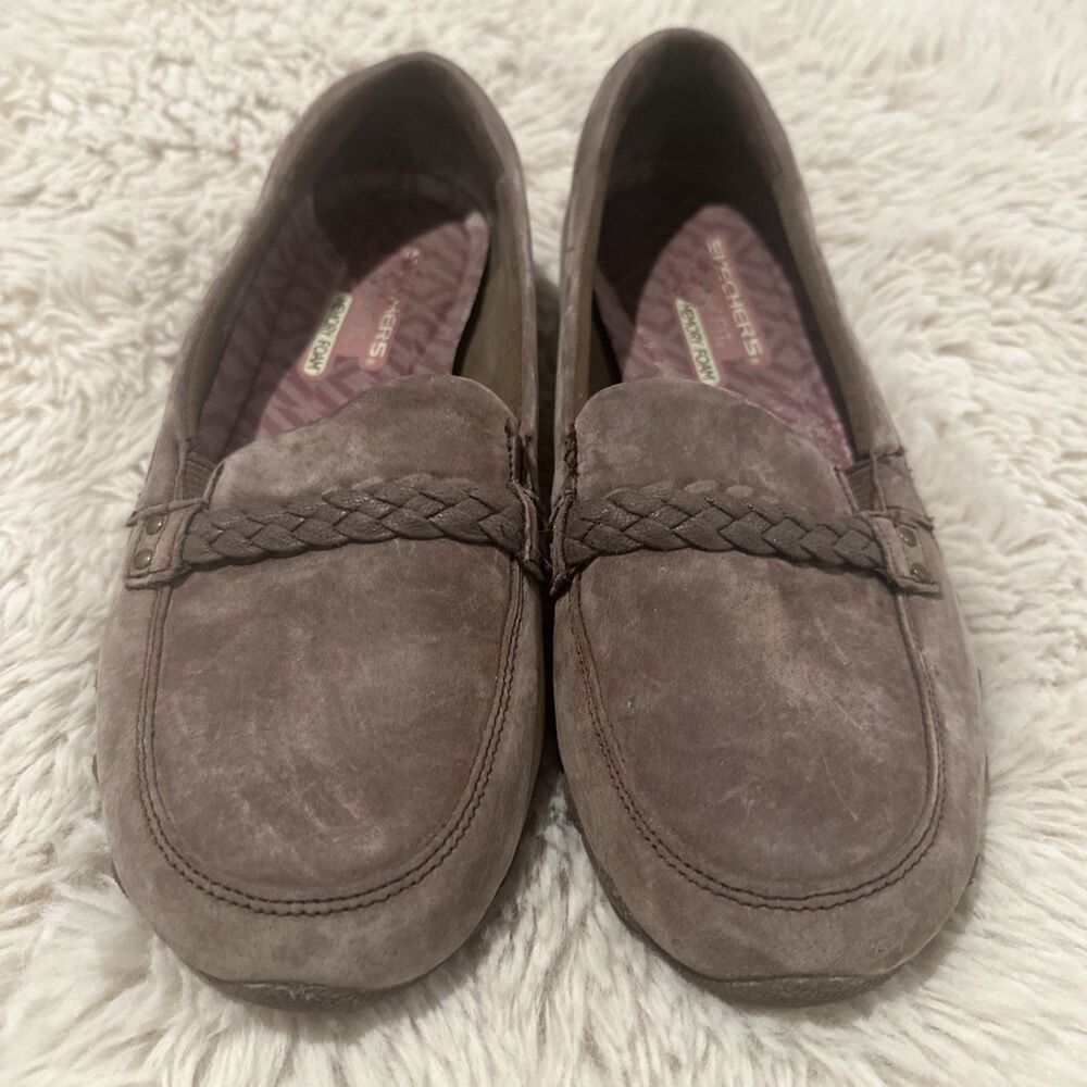 Skechers Bikers Wayfarer Shoes Women's  10 . Brown Leather Slip On Flats Loafers